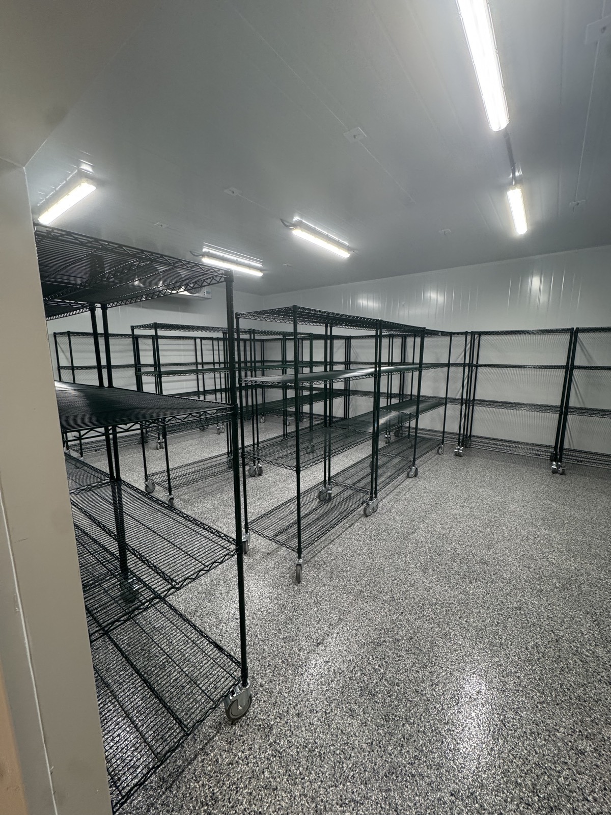 Walk-in freezer and dry storage shelving for members