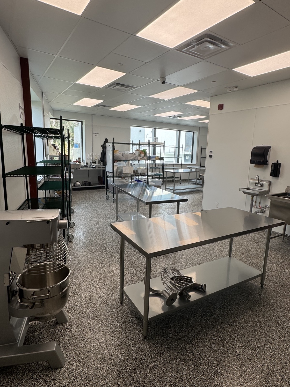 Commercial mixers and baking production area