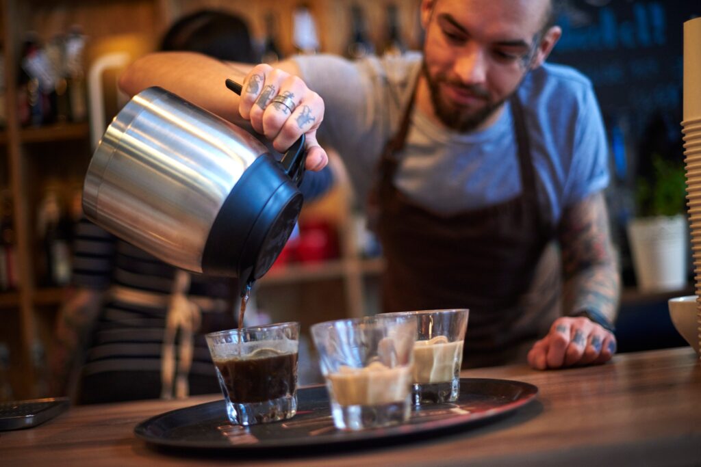 Barista making coffee