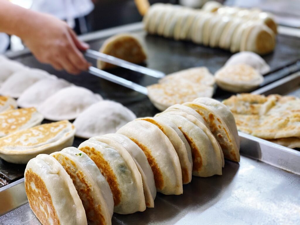 Making fresh buns on the hot plate