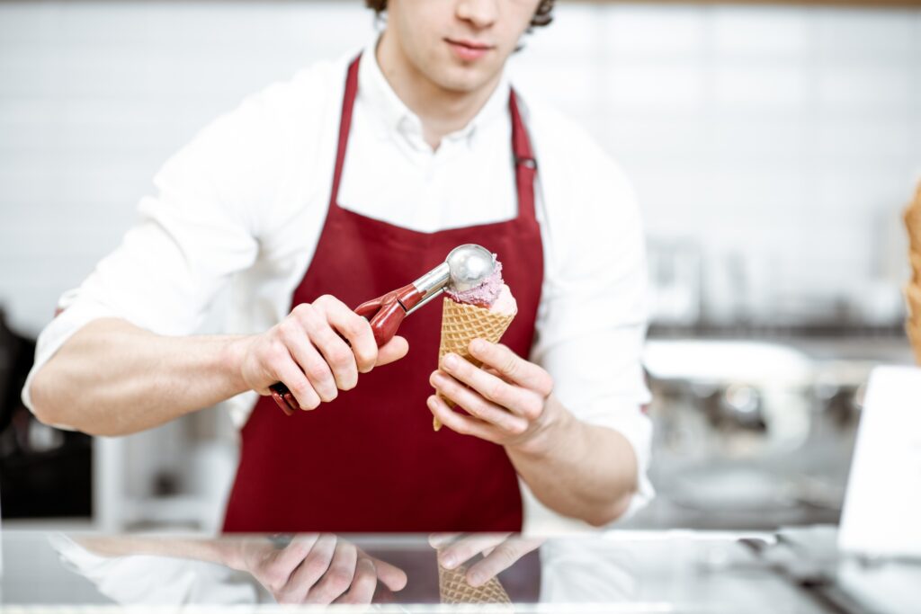 Man making ice cream in the shop